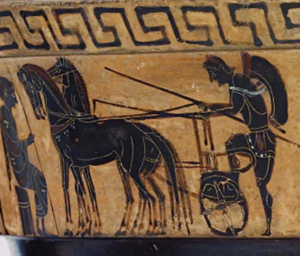 Detail van een zwartfigurige Griekse volutenkrater, Walters Art Museum.