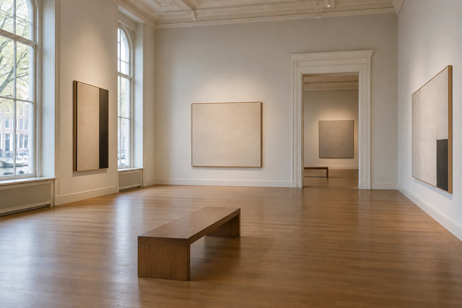 AI-beeld ter illustratie. Algemene AI-galerijillustratie; geen weergave van een bestaande zaal of kunstwerk.