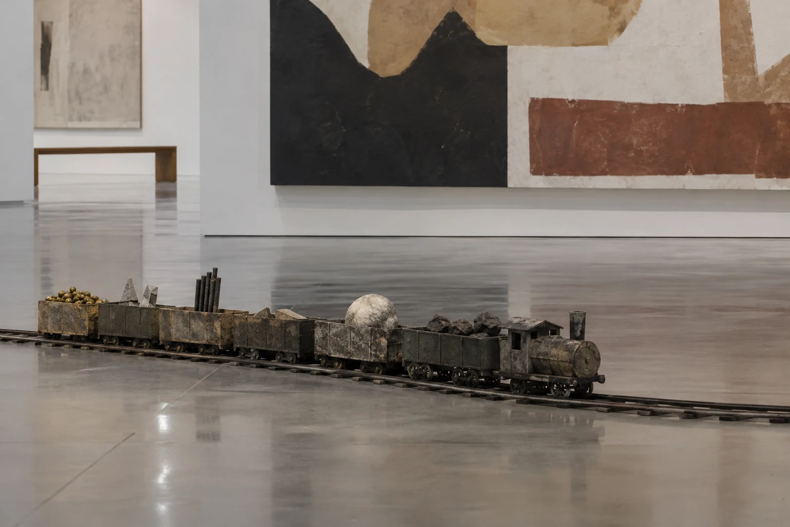 AI image for illustration: fictional miniature installation in a museum gallery.