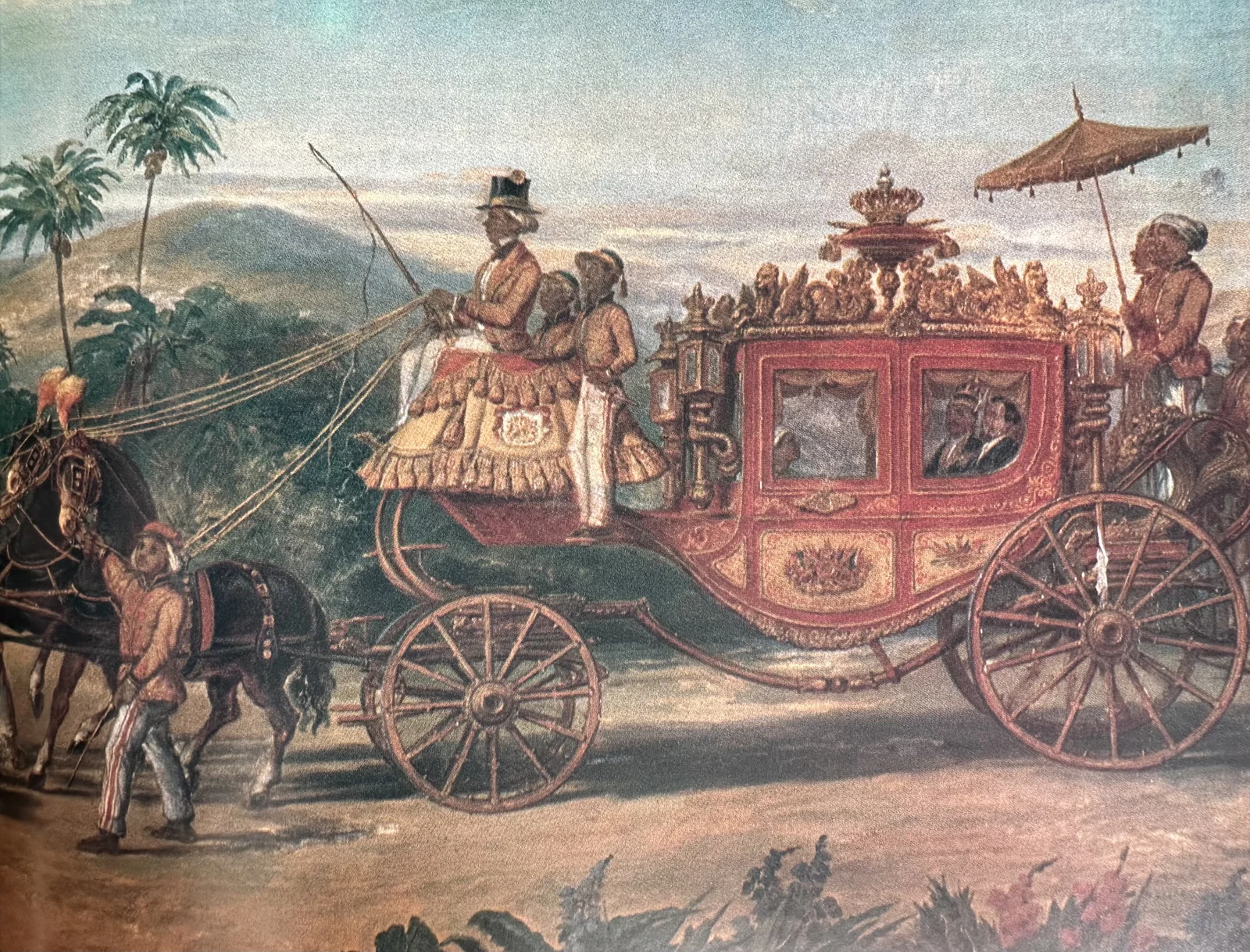 Afbeelding van de pronkkoets van de sultan van Yogyakarta, door Pieter Alardus Haaxman.