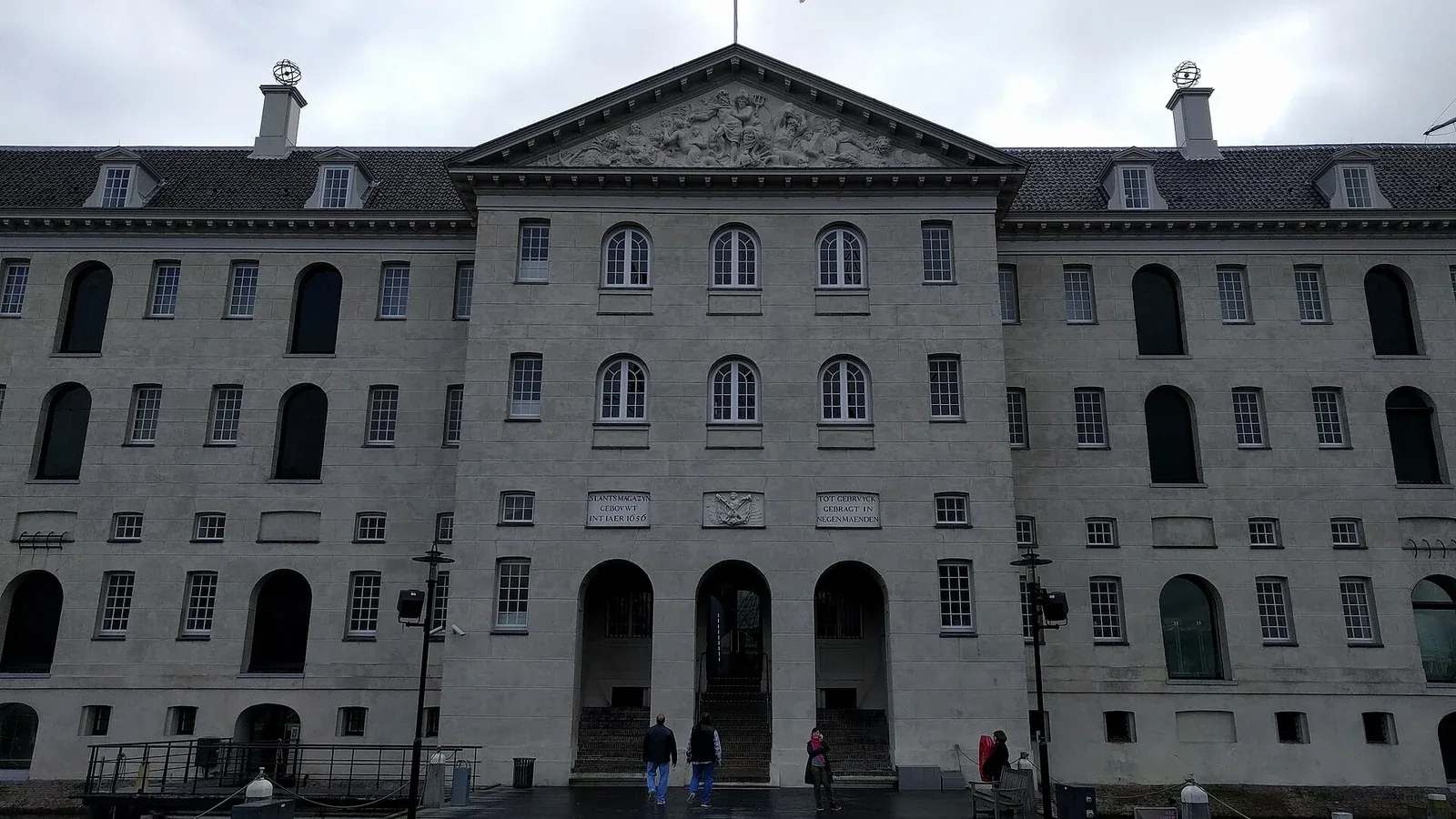 Façade of Het Scheepvaartmuseum in Amsterdam.
