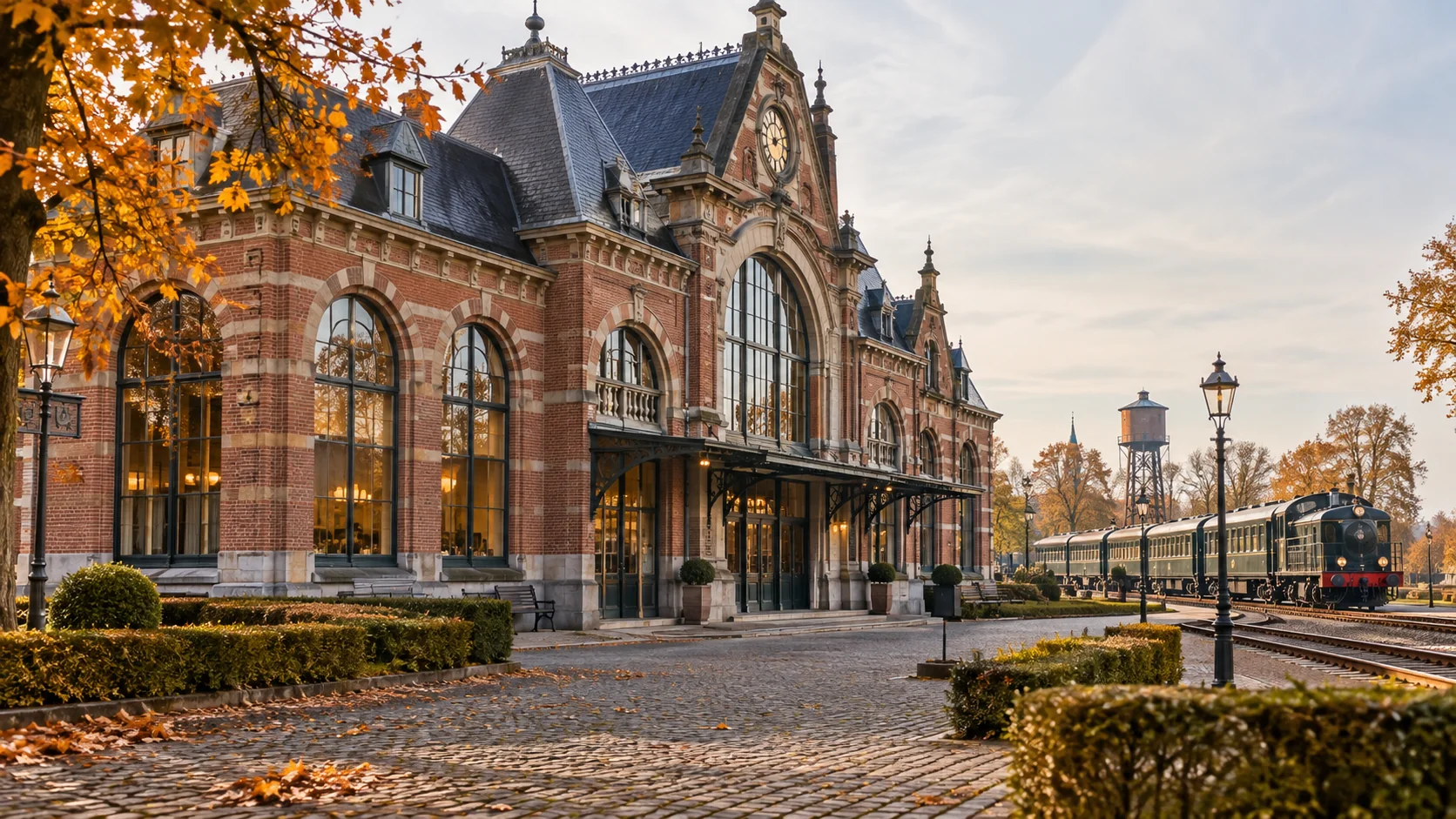 Een denkbeeldig spoorwegmuseum in een oud station; dit toont Maliebaanstation niet.