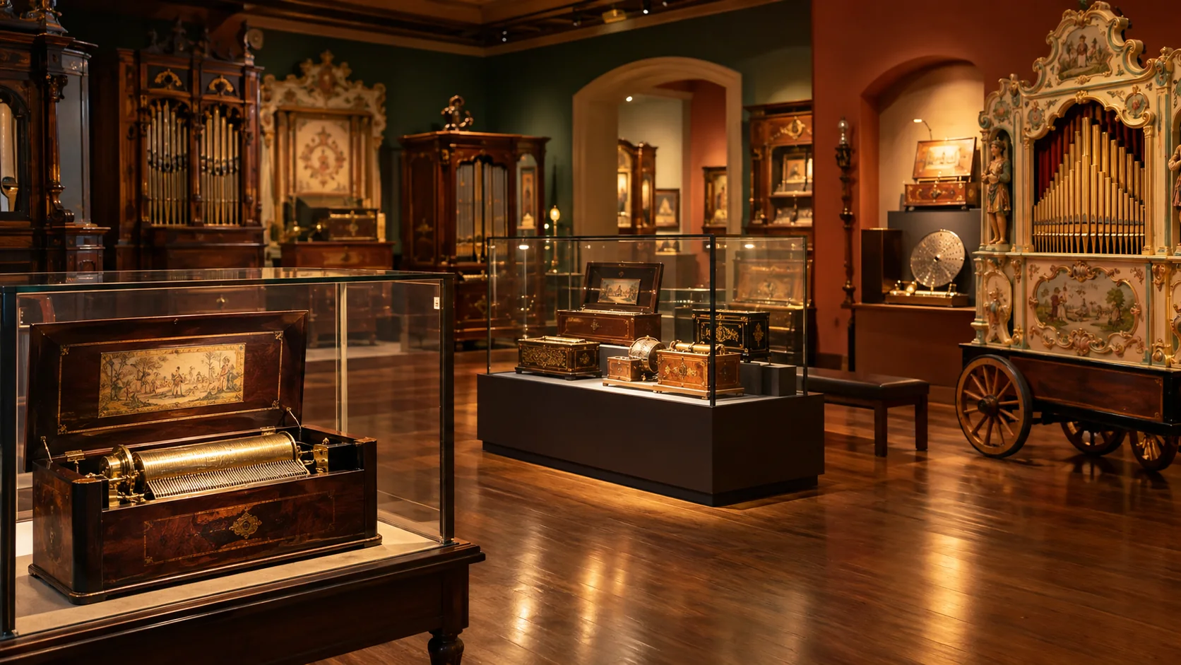 Denkbeeldig museum met mechanische muziekinstrumenten; dit toont Museum Speelklok niet.