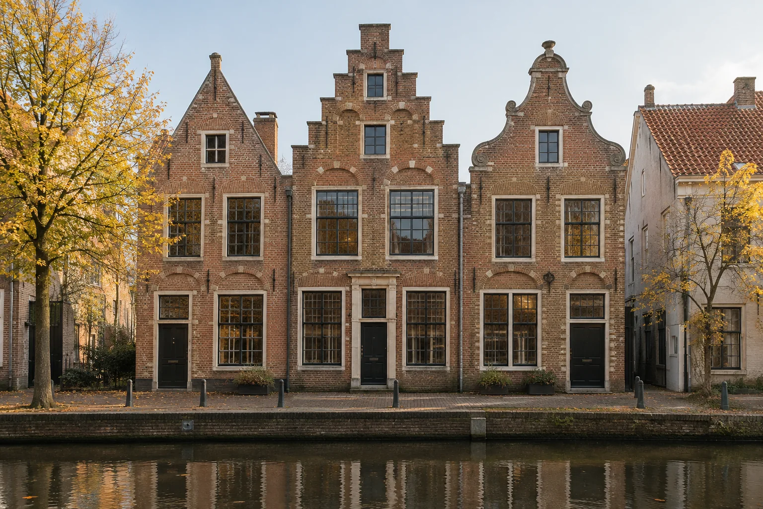 An imagined row of old wall houses, not Museum Amersfoort.