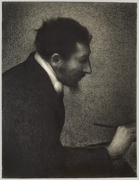 Georges Seurat, portret van Edmond Aman-Jean. Een ander werk van de kunstenaar, uitgevoerd als tekening.